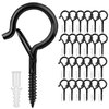 25 PCS Screw-in Hooks for Outdoor String Lights, Q Hangers String Light Hooks Outdoor for Outside, Swivel Hanging Basket Patio Light Hooks with Safe Buckle Screw in Planter Eye Hook for Wall Ceiling