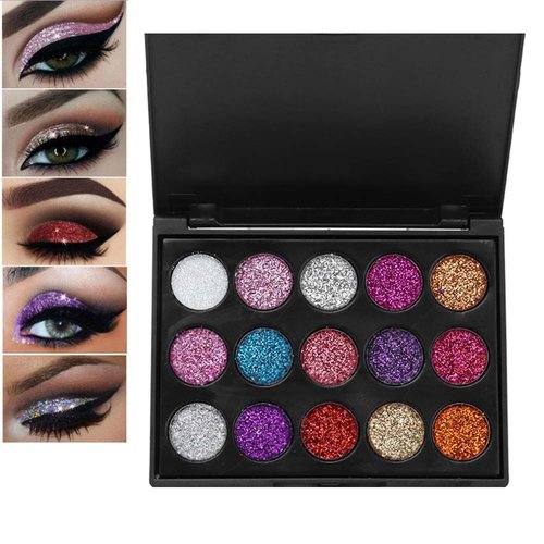 Eyeshadow Palette, 15 Colors Waterproof Glitter Eyeshadow Palette for Cosplay Makeup Eye Makeup, Shining Eye Shadow Cosmetic Powder Suitable for Daily and Professional Makeup