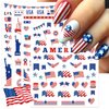IDDFEVE 12 Sheets 4th of July Nail Stickers, USA Independence Day Patriotic Nail Decals, 3D Design Self-Adhesive Flag Star Nail Art