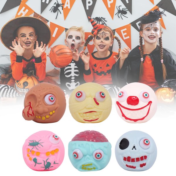WOAWO Pop Fidget Toys - Party Favors for Halloween， Zombie Birthday Party Decorations， Halloween Decorations and Props ， Cute Zombie Toys， 80s Toys， Autism Sensory Toys, Stress Relief Toys (6PCS)