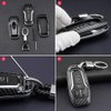 iJDMTOY Glossy Black Carbon Fiber Pattern Exact Fit Key Fob Shell w/Keychain Compatible with Ford/Lincoln 4/5-Button Intelligent Access Smart Key