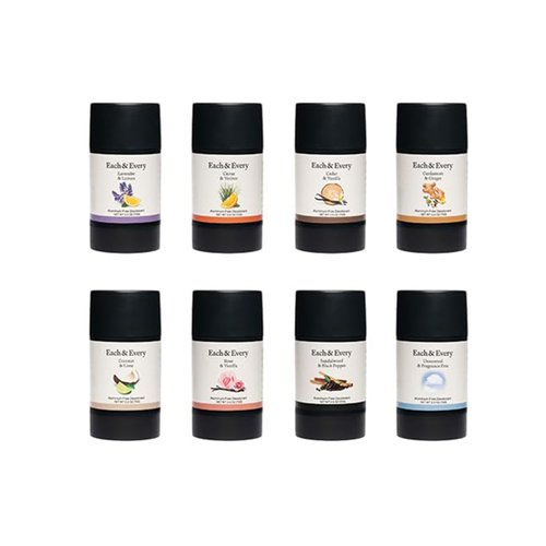 Each & Every All Natural Deodorant - Aluminum Free Deodorant for Women & Men - Sensitive Skin Friendly Multipack - A Year's Supply of All Day Odor Protection - Travel Size (8 Pack, 1.7 Oz Each)