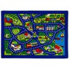 Champion Rugs Kids/Baby Room/Daycare/Classroom/Playroom Area Rug. City. Roads. Map. Train Tracks. Cars. Play Mat. Fun. Educational. Non-Slip Gel Back. Blue (5 Feet X 7 Feet)