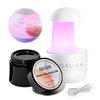 Gellen Solid Nail Glue Gel Kit, 15g Gel Nail Glue and 8w Mini UV Light LED Lamp for Nail Cured, Solid Press on Nail Glue for Acrylic Fake Nail Tips, Solid Gel Glue for Nails Salon Art DIY at Home