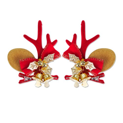 moteeph Christmas Hair Clips, Reindeer Antler Headdress Girl Holiday Hair Accessories Cute Hairpins for Christmas Party