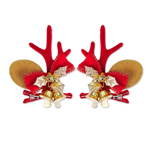 moteeph Christmas Hair Clips, Reindeer Antler Headdress Girl Holiday Hair Accessories Cute Hairpins for Christmas Party