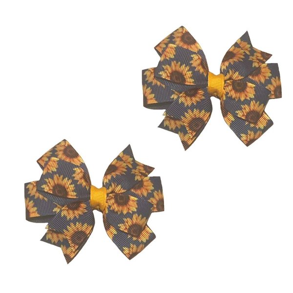 Denim Sunflowers Toddler Hair Bow Set