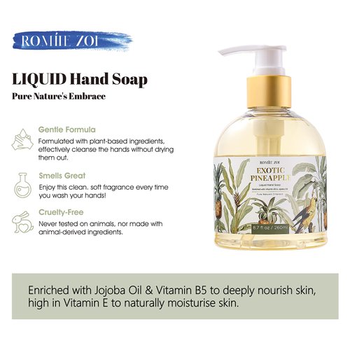 ROMIIE ZOI Liquid Hand Soap with Gift Box - Pure Nature's Embrace - Exotic Pineapple - 260ml/ 8.7 fl.oz