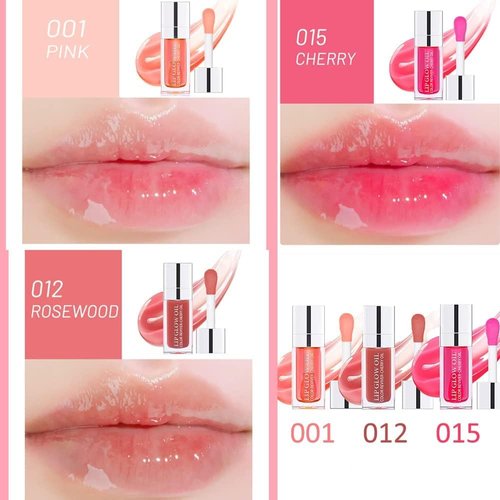 3 Pcs Plumping Lip Oil, Hydrating Lip Glow Oil, Plumping Lip Gloss, Tinted Lip Oil Balm, Long Lasting Transparent Moisturizing Lip Oil Gloss, Natural Lip Plumper Gloss Make Lips Fuller(01+12+15)