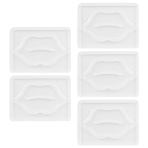 Sonew 5pcs Lip Mask, Transparent ABS Reusable Lip Beauty Mask Maker, Portable Lip Mask Patch Tray Plate for DIY