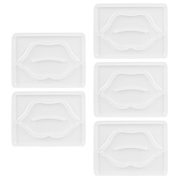 Sonew 5pcs Lip Mask, Transparent ABS Reusable Lip Beauty Mask Maker, Portable Lip Mask Patch Tray Plate for DIY