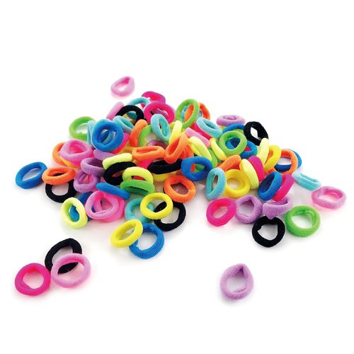 CYWLIFE Hair Bands Elastics Ties for Baby Girls, 100 PCS 10 Colors, No Crease Ponytail Holders, Tiny Soft Rubber Bands for Kids Women Men, 7MM Small Size No Aches Durable Hair Accessories