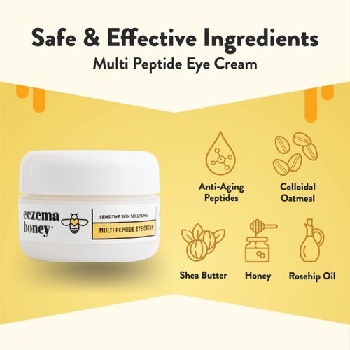 ECZEMA HONEY Multi Peptide Eye Cream - Anti Aging Eye Cream for Dark Circles & Puffiness - Facial Skin Care Products for Eczema, Dry & Sensitive Skin (0.5 Oz)