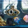 Floating Fish Tank Decoration, Little Cute Retro Submarine Aquarium Decoration with Two Float Balls , Resinous Fish Tank Accessorie, Safe Fish Toy for Betta Cichlid Goldfish Shrimps Hermit Crabs