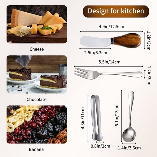 Charcuterie Accessories (20 Pcs), Cheese Spreaders for Charcuterie Board, Mini Serving Spoons, Forks and Mini Serving Tongs - Charcuterie Utensils for Butter, Cheese and Pastry Making