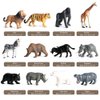 12 PCS Realistic Small Wild Animal Figures, Plastic Safari Animal Figurines Educational Science Project Model Playset with Tiger Lion Giraffe Orangutan Zebra Bear Buffalo Elephant Rhinoceros Hippo