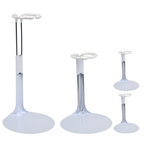 BANBERRY DESIGNS Doll Stands Set of 4 White Metal and Vinyl Adjustable Holders Ideal for Dolls Me...