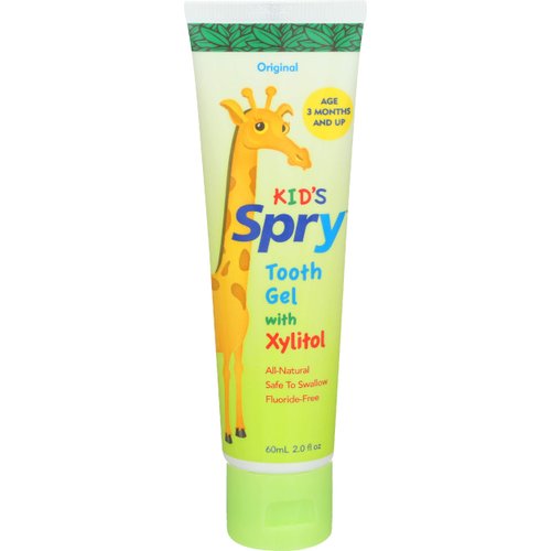 Spry Xylitol Baby Toothpaste, Natural Toddler Toothpaste, Fluoride Free Toothpaste for Kids, Xylitol Toothpaste for Kids Age 3 Months and Up, Tooth Gel Original 2 Fl Oz (Pack of 1)
