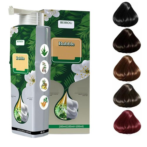 HUANG YI Plant-Based Hair Color - Non-Damaging Bubble Dye for Gray Coverage, Variety Shades for Women and Men (Natural Black) For Grey Hair Color