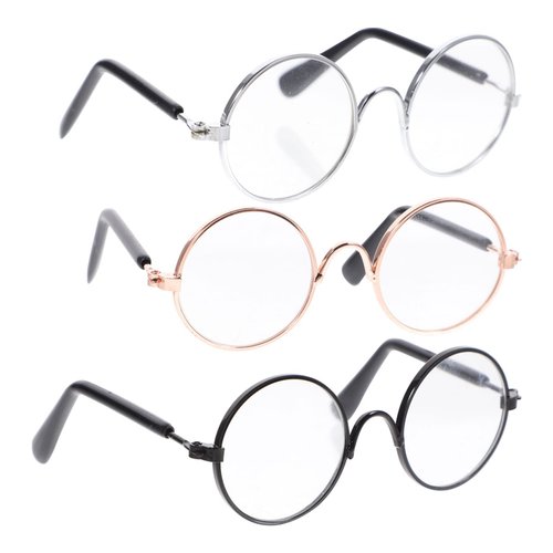 Toyvian 3Pcs Doll Glasses 3 Pairs Metal Wire Rim Glasses Doll Eyewear Mini Glasses Fits for 18in ...