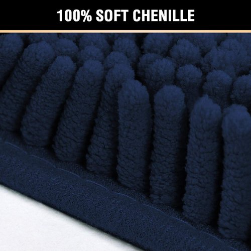 H.VERSAILTEX Navy Blue Bath Mats for Bathroom, Bath Mat 20x32 inch Oversize Bathroom Rug Shag Shower Mat Soft Texture Floor Mat Machine-Washable Bath mats with Water Absorbent Soft Microfibers Rugs