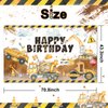 Avezano Construction Birthday Backdrop Banner Construction Theme Birthday Party Decorations Excavator Happy Birthday Banner for Boys Kids Birthday Supplies 70.8 x 43.3 Inch