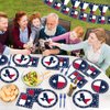 gisgfim 96Pcs Texas State Flag Party Supplies Paper Plates Napkins Texas State Theme Party Tableware Set Texas State National Party Decorations Favors for Family Gathering Dining Serves 24