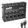 Moukey Mini Audio Mixer Line Mixer, DC 5V, 4-Stereo Ultra, Low-Noise 4-Channel for Sub-Mixing, Ideal for Small Clubs or Bars, As Guitars, Bass, Keyboards Mixer, 2021 New Version-MAMX1