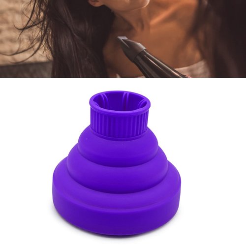Universal Collapsible Hair Dryer Diffuser, Silicone Blow Dryer Diffuser Attachment Portable Travel Hair Dryer Diffuser for Home Hair Salon, Suitable for Nozzle 1.4 in to 2 in (Purple)