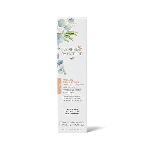 ion Ammonia-Free Permanent Hair Color Natural Darkest Rich Chestnut Brown 2NN, made from 100% naturally-derived polymers, cruelty free, vegan, PPD free, recyclable packaging, 2.05 oz