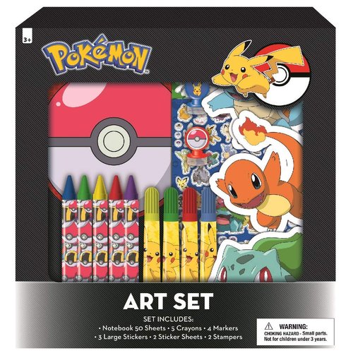 Innovative Designs Pokemon Kids Coloring Art Set with Stickers and Stampers