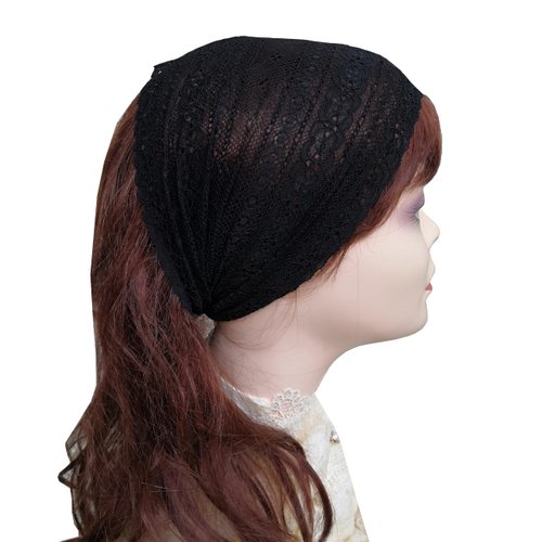 Oyabridal 7.6'' Wide Lace Headband for Women Elastic Lace Headbands for Wigs Hair Accessories for Women (Black)