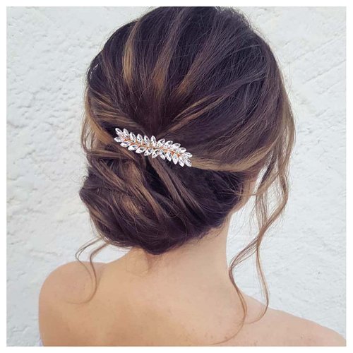 Andelaisi Vintage Rhinestone Hair Clip Wedding Crystal Hair Barrette Gold Rhinestone Barrette Head Clips Sparkly Crystal Cz Hairclip Decorative Headwear Crystal Wedding Headpieces Hair Accessories