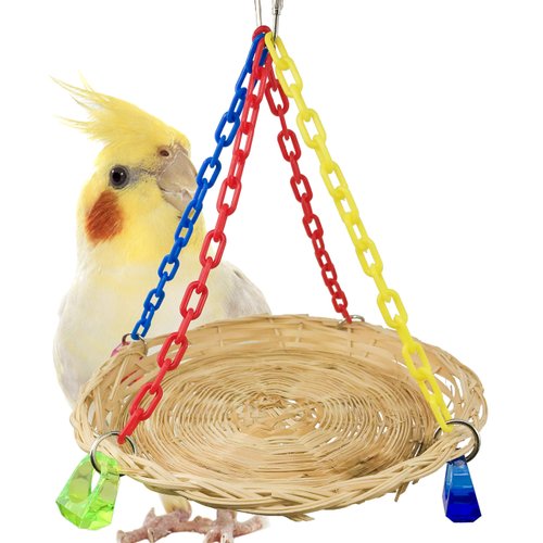 1186 Flat Basket Swing Bonka Bird Toys Cages Parrot Natural Cockatiel Parakeet Quality Product Hand Made in The USA
