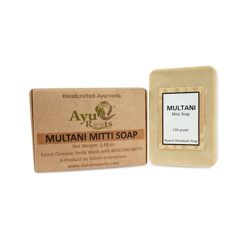 AyuRoots Multani Mitti Soap Bar Natural Handmade Cleanse Skin, Moisturizing, Gentle Cleanse - All Skin Types, Dry Skin, Oily Skin1 PC