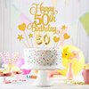 Lecferrarc 50th Birthday Cake Decorations, 50th Birthday Candles Cake Numeral Candles and Glitter Happy 50th Birthday Cake Toppers Set for Birthday Party Supplies (Gold)