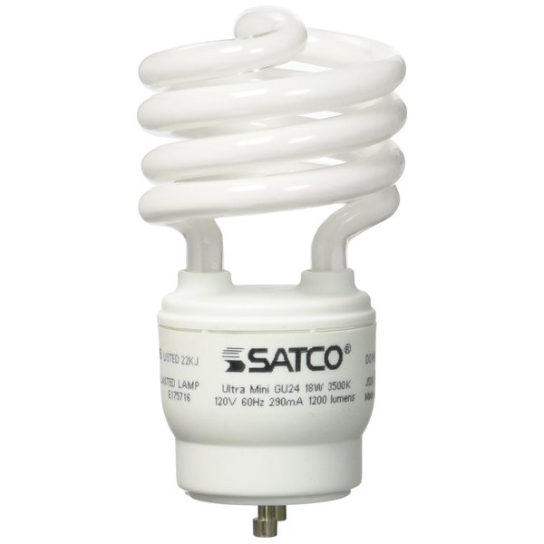 Satco 08229-18W CFL T2/GU24/3500K/120V/1PK S8229 Twist Style Twist and Lock Base Compact Fluorescent Light Bulb