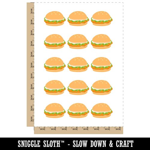 Tasty Chicken Sandwich Burger Fast Food Temporary Tattoo Water Resistant Fake Body Art Set Collection - 15 2" Tattoos (1 Sheet)