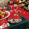 LDFDRT 97 pcs Christmas Party Paper Plates 7 and 9inch,Napkins Serviettes and Forks Tablecloths Set Holiday Party Tableware Decorations Red Green Party Supplies(Service 24)