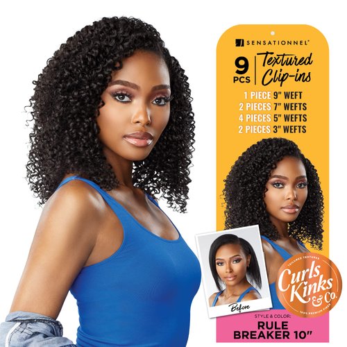 Sensationnel Clip-In Rule Breaker 10" - Textured Clip-in 9 Piece Pack Adds Volume Protective Style - Curls Kinks & Co (TH2/27)