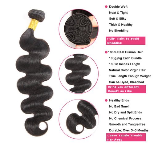 Body Wave Bundles Human Hair 18 Inch 10a Grade Human Hair Bundles Body Wave 1 Bundles 100% Unprocessed Brazilian Virgin Hair Extensions