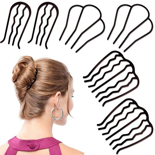 6 Piece Metal Hair Side Combs 4/7 Teeth Hair Comb Hair Fork Stick for Updo Bun, U Shape Hair Combs for Women Vintage Hairstyle Hair Accessories