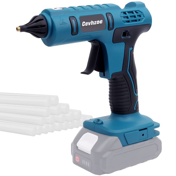 Cevhzoe Cordless Glue Gun for Crafts, Full Size Hot Glue Gun for Makita 18V Lithium-Ion Battery with 20Pcs 0.43" Glue Sticks and Insulated Copper Nozzle (Tool Only, Battery NOT Included)