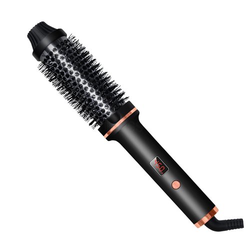 AIKO Thermal Brush for Blowout Look, 1.25 Inch Ceramic Tourmaline Ionic Heated Round Brush for Smooth, Natrual and Voluminous Curls, Digital Display, Fast Heat-Up, Dual Voltage, Travel Friendly