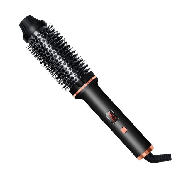AIKO Thermal Brush for Blowout Look, 1.25 Inch Ceramic Tourmaline Ionic Heated Round Brush for Smooth, Natrual and Voluminous Curls, Digital Display, Fast Heat-Up, Dual Voltage, Travel Friendly