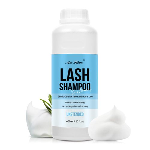 AuReve Lash Shampoo Bulk for Lash Extensions 600 Ml/20fl.oz Eyelash Extension Cleanser Oil Free Lash Cleanser for Eyelash Care, Gentle Foaming Eyelash Shampoo for Salon Home Care (Unscented 600ml)