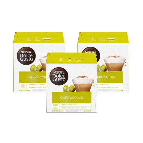 Dolce Gusto Nescafe Coffee Pods, Cappuccino, 16 capsules (Pack of 3)