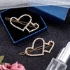 HINZIC 5pcs Rhinestones Hollow Heart Boho Hair Clips Barrette Bling Crystal Love Hair Pins Decorative Headdress Accessories for Women Girls Bride Party Prom Valentine(Gold)