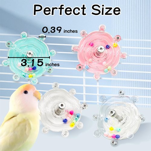 MANON ROSA Bird Toys for Parakeets: Colorful Interactive Spinning Wheel Rattle & Chew Beak Exercise for Small Medium Parrots Cockatiels Conures Lovebirds Anxiety Reduction Purple