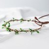 KorViSHOW Handmade White Flower Crown Fairy Wreath Women Girls Flower Headband for Bridal Weeding Headdress Fairy Green Leaf Headpiece Cosplay Photo Prop